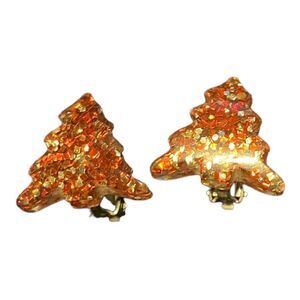 Vintage Christmas Tree Clip Earrings